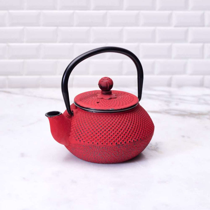 Giet ijzeren Tetsubin - Red hobnail 1